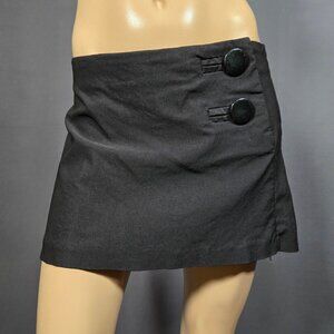 90s Y2K Le Chateau Black low Rise Mini skirt Size 7/8 Oversized buttons Academia